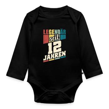 12. Geburtstag Legendär Seit 12 Jahren Legende 12 - Baby Bio-Langarm-Body - Schwarz - Vorne