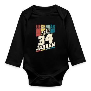 34. Geburtstag Legendär Seit 34 Jahren Legende 34 - Baby Bio-Langarm-Body - Schwarz - Vorne