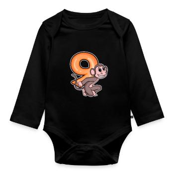 9 Anniversaire 9 ans avec motif animal - neuf - Body Bébé bio manches longues - noir - Devant