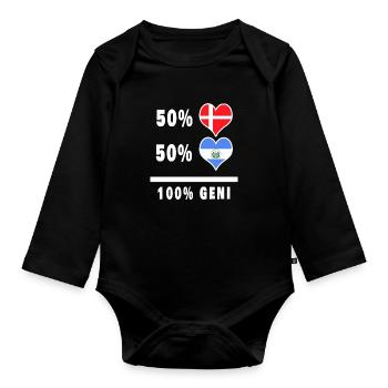 El Salvador et Danemark 100% drapeau de génie - Body Bébé bio manches longues - noir - Devant