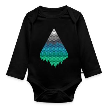 Pixel Mountains - Organic Longsleeve Baby Bodysuit - black - Front