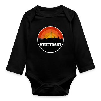 Stuttgart Skyline - Baby Bio-Langarm-Body - Schwarz - Vorne