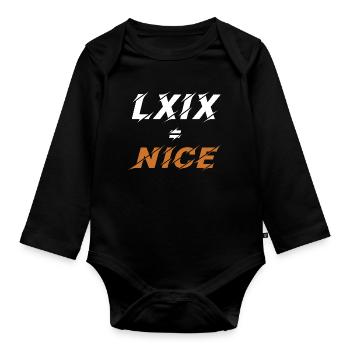 69=schön in römischen Ziffern - Baby Bio-Langarm-Body - Schwarz - Vorne