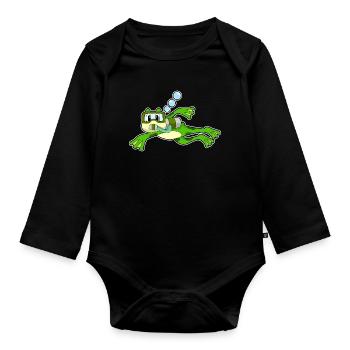 Frosch Taucher Schwimmbrille Tauchen - Baby Bio-Langarm-Body - Schwarz - Vorne