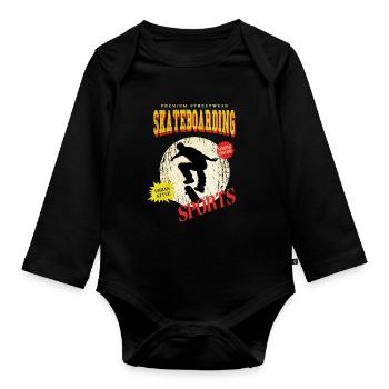 Skateboarding Skate Skater Skateboard Sk8 Vintage - Organic Longsleeve Baby Bodysuit - black - Front