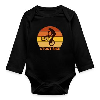 bike, bike, bike cross - Organic Longsleeve Baby Bodysuit - black - Front