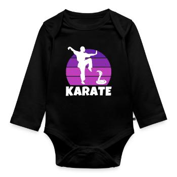 karate, karateka, karate sport - Organic Longsleeve Baby Bodysuit - black - Front