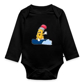 Pencil Snowboarder Snowboard - Body Bébé bio manches longues - noir - Devant