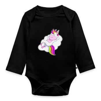 Unicorn Clouds - Organic Longsleeve Baby Bodysuit - black - Front