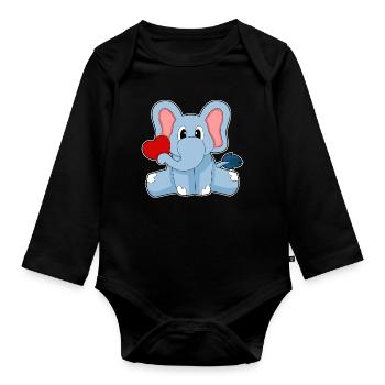 Elefant Herz - Baby Bio-Langarm-Body - Schwarz - Vorne