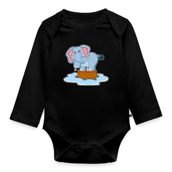 Elephant Water - Organic Longsleeve Baby Bodysuit - black - Front