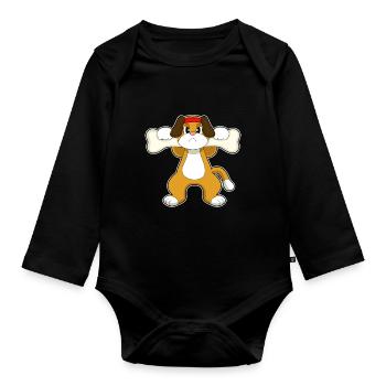 Os de chien - Body Bébé bio manches longues - noir - Devant