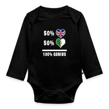 Algeria and Great Britain 100% Genius Flag - Organic Longsleeve Baby Bodysuit - black - Front