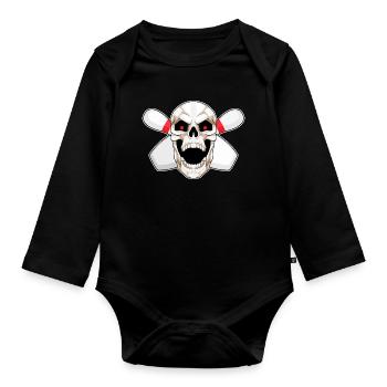 Quille de bowling en forme de crâne - Body Bébé bio manches longues - noir - Devant