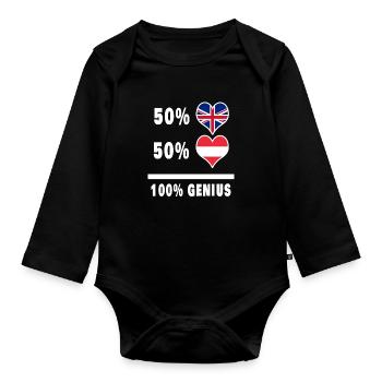 Autriche et Grande-Bretagne 100% Genius Flag - Body Bébé bio manches longues - noir - Devant