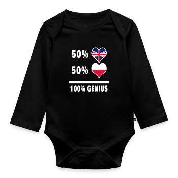 Pologne et Grande-Bretagne 100% Genius Flag - Body Bébé bio manches longues - noir - Devant