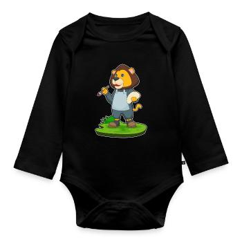 Lion Painter Brush Painting - Organic Longsleeve Baby Bodysuit - black - Front