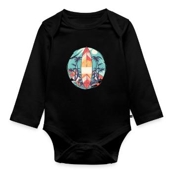 Surfboard - Organic Longsleeve Baby Bodysuit - black - Front