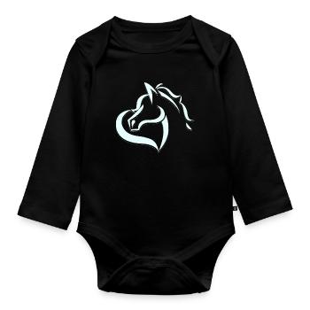 Tannis Ausritte logo hellblau schwarz ohne Name - Baby Bio-Langarm-Body - Schwarz - Vorne