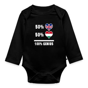 Hongrie et Grande-Bretagne 100% Genius Flag - Body Bébé bio manches longues - noir - Devant