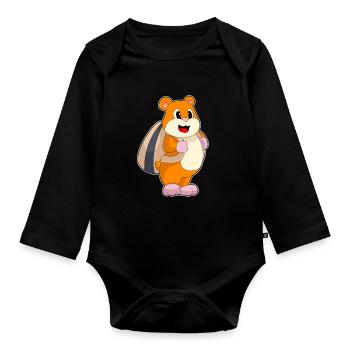 Hamster Student Backpack School - Organic Longsleeve Baby Bodysuit - black - Front