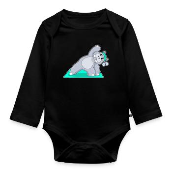 Hippopotamus Yoga Gymnastique - Body Bébé bio manches longues - noir - Devant
