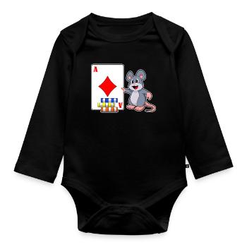 Maus Poker Pokerkarten Pokerchips - Baby Bio-Langarm-Body - Schwarz - Vorne
