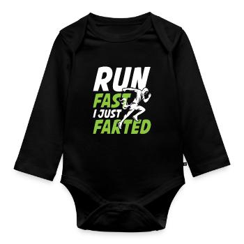 Run Fast I Just Farted für einen Jogger und - Baby Bio-Langarm-Body - Schwarz - Vorne