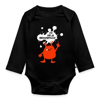 Monster Ungeheuer Zombie Comic cool lustige Quotes - Baby Bio-Langarm-Body - Schwarz - Vorne