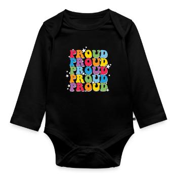 LGBT, Regenbogen, Pride-Monat - Baby Bio-Langarm-Body - Schwarz - Vorne