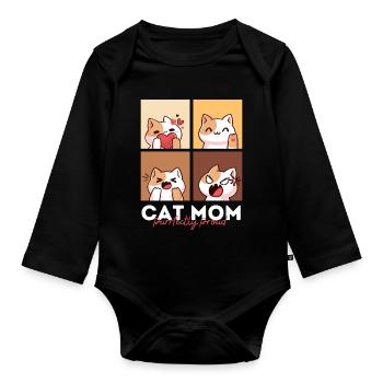 Maman chatte Purfffectly fière - Body Bébé bio manches longues - noir - Devant