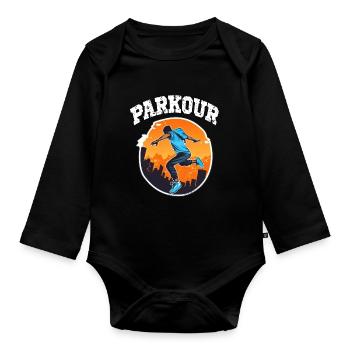 Parkour Le Parcour Freerunning Extremsport - Baby Bio-Langarm-Body - Schwarz - Vorne
