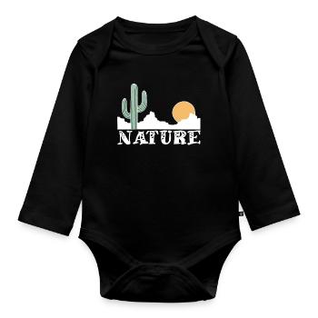 Nature and white desert - Organic Longsleeve Baby Bodysuit - black - Front