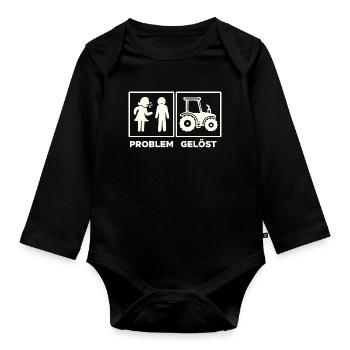 Agriculture Tractor Field Country Life Statement - Organic Longsleeve Baby Bodysuit - black - Front