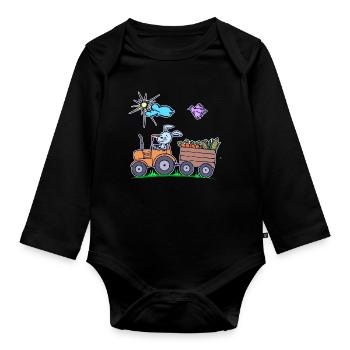 Véhicule Tracteur Déclaration de l’agriculteur agricole biologique - Body Bébé bio manches longues - noir - Devant