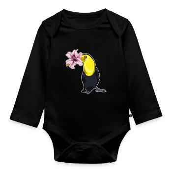 Lys toucan - Body Bébé bio manches longues - noir - Devant