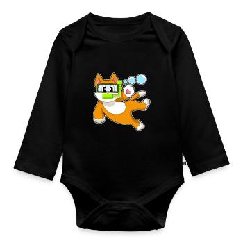 Katze Taucher Schnorchel Tauchen - Baby Bio-Langarm-Body - Schwarz - Vorne