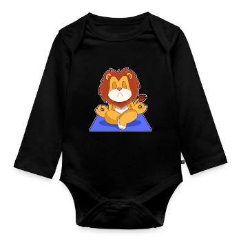 Méditation de fitness en yoga Lion - Body Bébé bio manches longues - noir - Devant