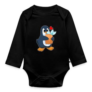 Pinguin Fisch - Baby Bio-Langarm-Body - Schwarz - Vorne