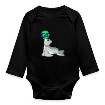 Seehund Erdkugel - Baby Bio-Langarm-Body - Schwarz - Vorne