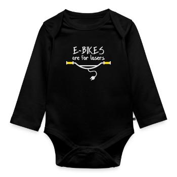 E-Bikes are for losers - Organic Longsleeve Baby Bodysuit - black - Front