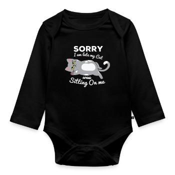 not in the morning, being late, missing the alarm clock - Organic Longsleeve Baby Bodysuit - black - Front
