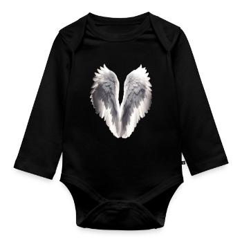Angel wings - Organic Longsleeve Baby Bodysuit - black - Front