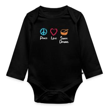Peace Love Drum - Organic Longsleeve Baby Bodysuit - black - Front