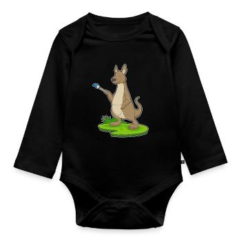 Känguru Maler Pinsel Malen - Baby Bio-Langarm-Body - Schwarz - Vorne