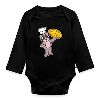 pizzaiolo pizza chef paresseux Italie - Body Bébé bio manches longues - noir - Devant