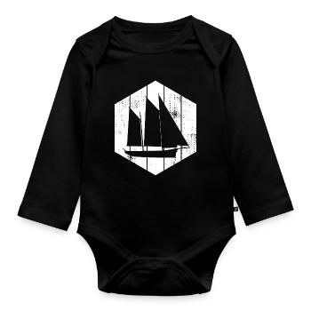 Segelboot - Baby Bio-Langarm-Body - Schwarz - Vorne