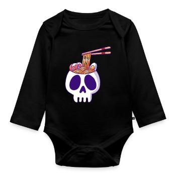 Schädel und Nudeln - Baby Bio-Langarm-Body - Schwarz - Vorne
