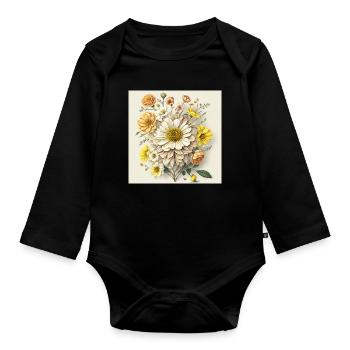Blumen - Baby Bio-Langarm-Body - Schwarz - Vorne