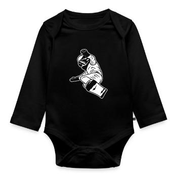 Snowboard Junge - Baby Bio-Langarm-Body - Schwarz - Vorne